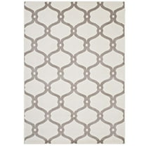 Modway Beltara Chain Link Transitional Trellis 5x8 Area Rug in Beige and Ivory