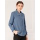 thumbnail image 2 of Blusa de Manga Larga Allegra K con cuello Peter Pan y volantes Azul polvoriento L, 2 of 6