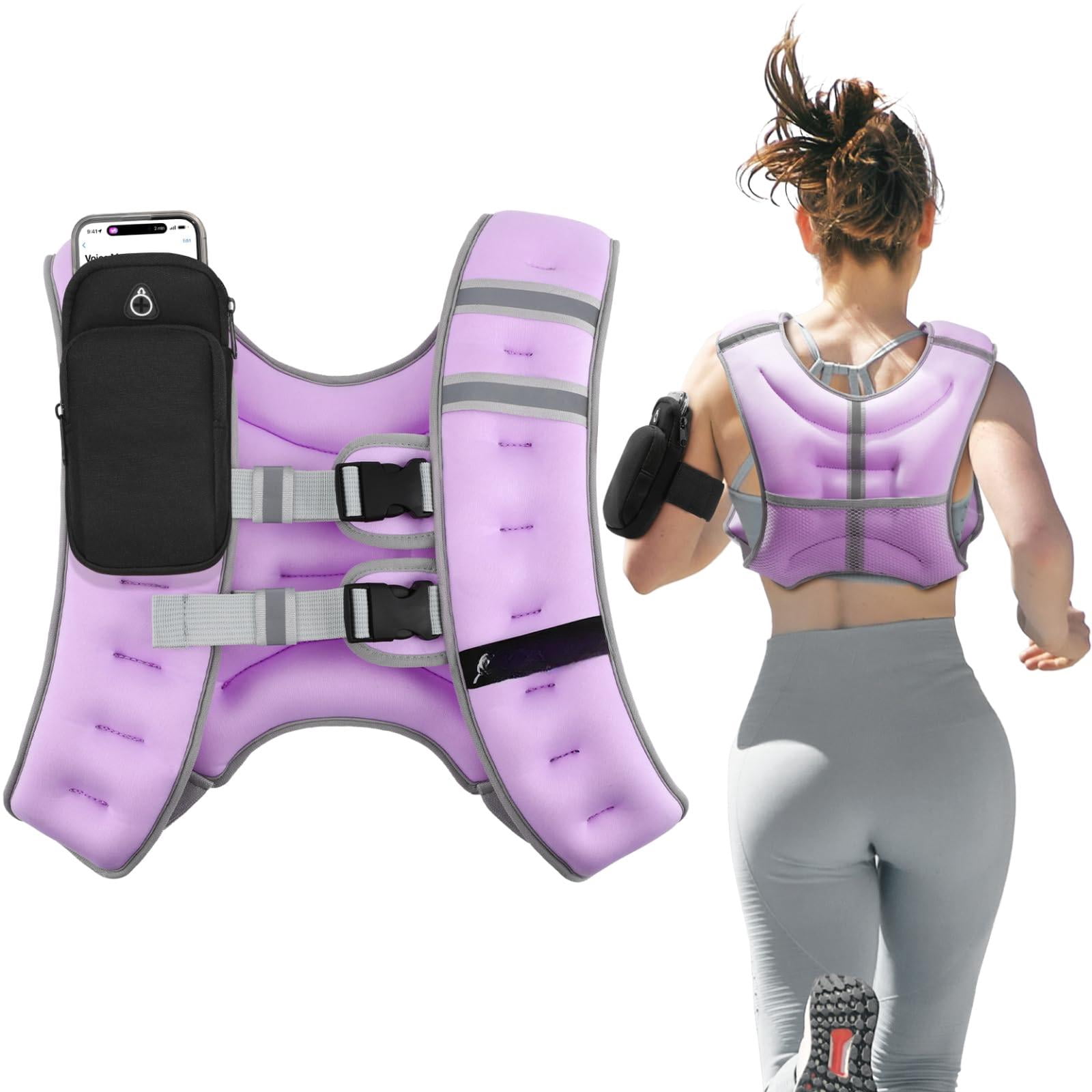 Purple 15 lb Weighted Vest for Workout Running Walking