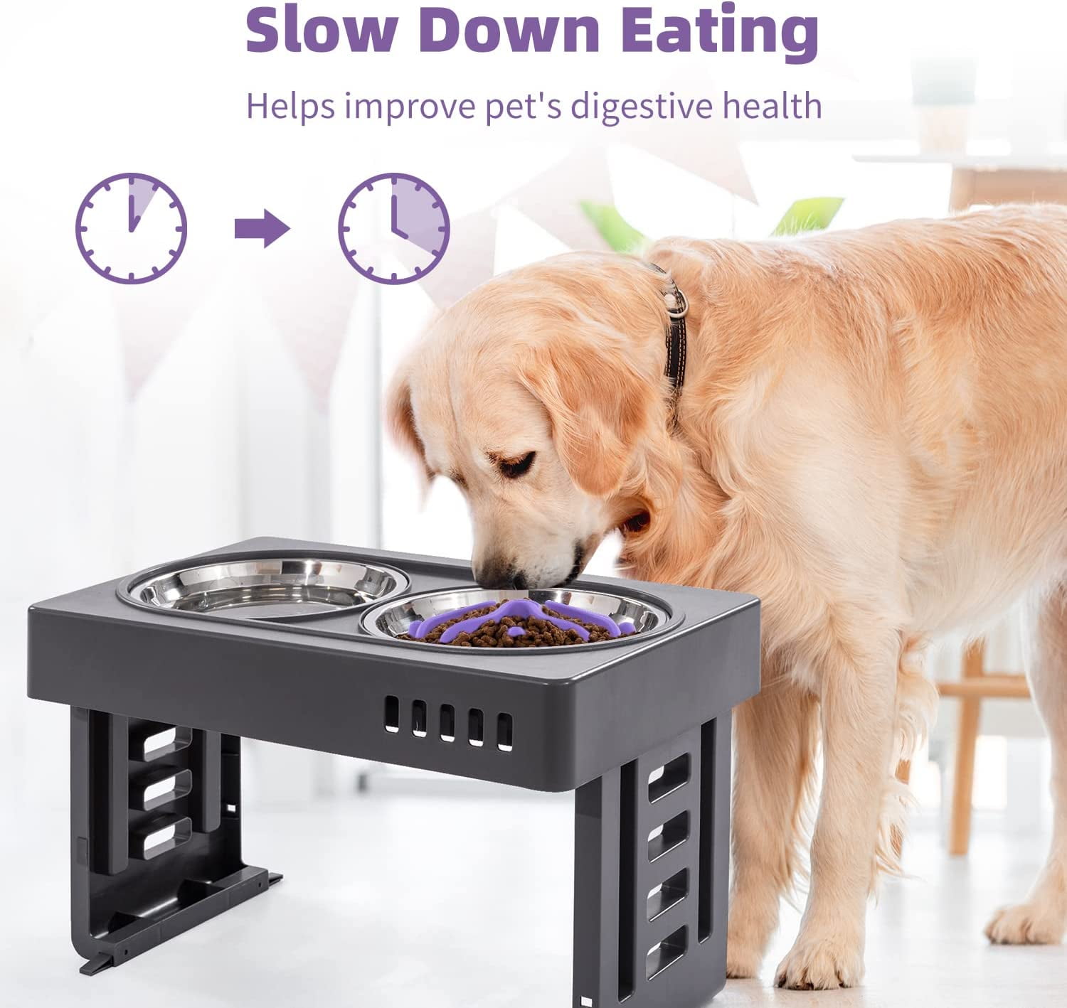 Slow Feeder Dog Bowls Insert, Puzzle Slow Feeder with 51 Octopus Suction Cups for Medium Large Size Dog Bowls Over 6.5" Wide (Purple)