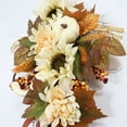 thumbnail image 6 of Artificial Pumpkins Wreaths White Sunflower Autumn Wreath with Leaves Flower Fall Door Garland Thank silk flower, 6 of 6