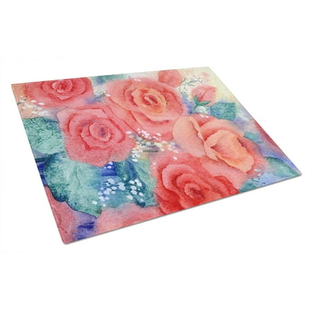 

Carolines Treasures IBD0251LCB Roses Glass Cutting Board Large 12H x 16W multicolor