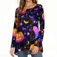 thumbnail image 5 of Halloween Long Sleeve Shirts for Women Funny Halloween Party Bat Crew Neck Loose Party Fall Clothes Womens Tunic Tops Trendy Vintage Outfits Dark Purple XXXL, 5 of 6