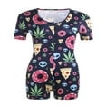 thumbnail image 3 of Body pour Femmes Manches Longues Col en V Profond Bodycon Extensible Justaucorps Bouton Court Pyjama Rose TG, 3 of 4
