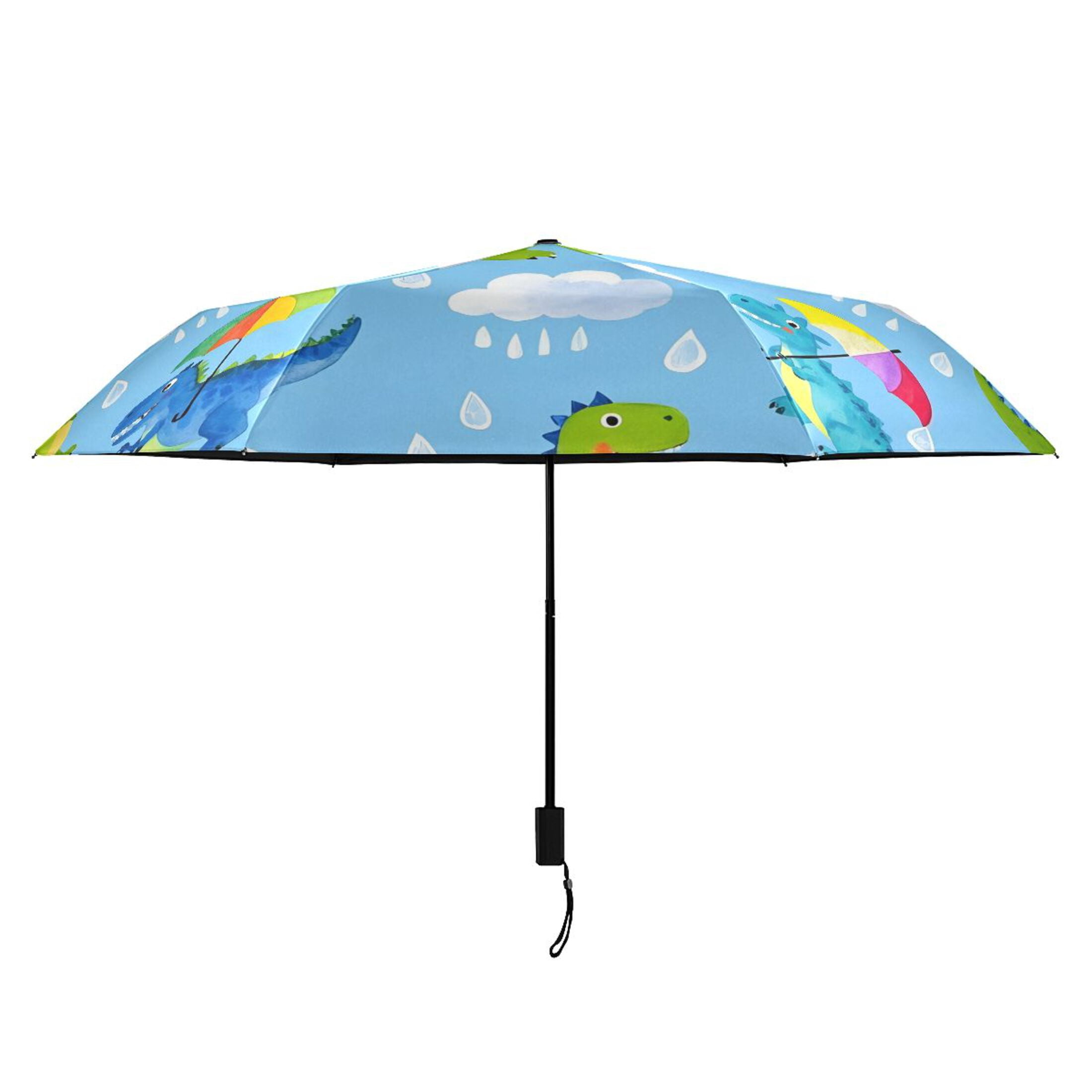 ALAZA Cartoon Dinosaurs UPF 50+ Compact Folding Umbrella for Rain Travel Umbrella Packable