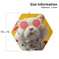 thumbnail image 2 of Yiaed Floral Sunglasses Cat Art Print Leather Coasters for Drinks - Cup Coasters Coffee Table Kitchen Table Bar, Home & Office Gifts Handmade Drink Coasters-Hexagon, 2 of 6