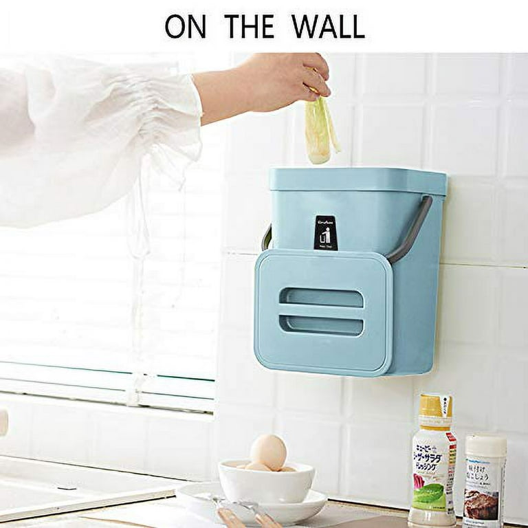 1pc 7l Kitchen Bathroom Trash Can With Lid For Countertop Or Sink Hanging,  Suitable For Cabinet/bathroom/office/camping And 6 Rolls/120pcs Small Garbage  Bags, Suitable For Kitchen/bathroom/office/bedroom Trash Can, Colored  Portable Strong Rubbish Bags