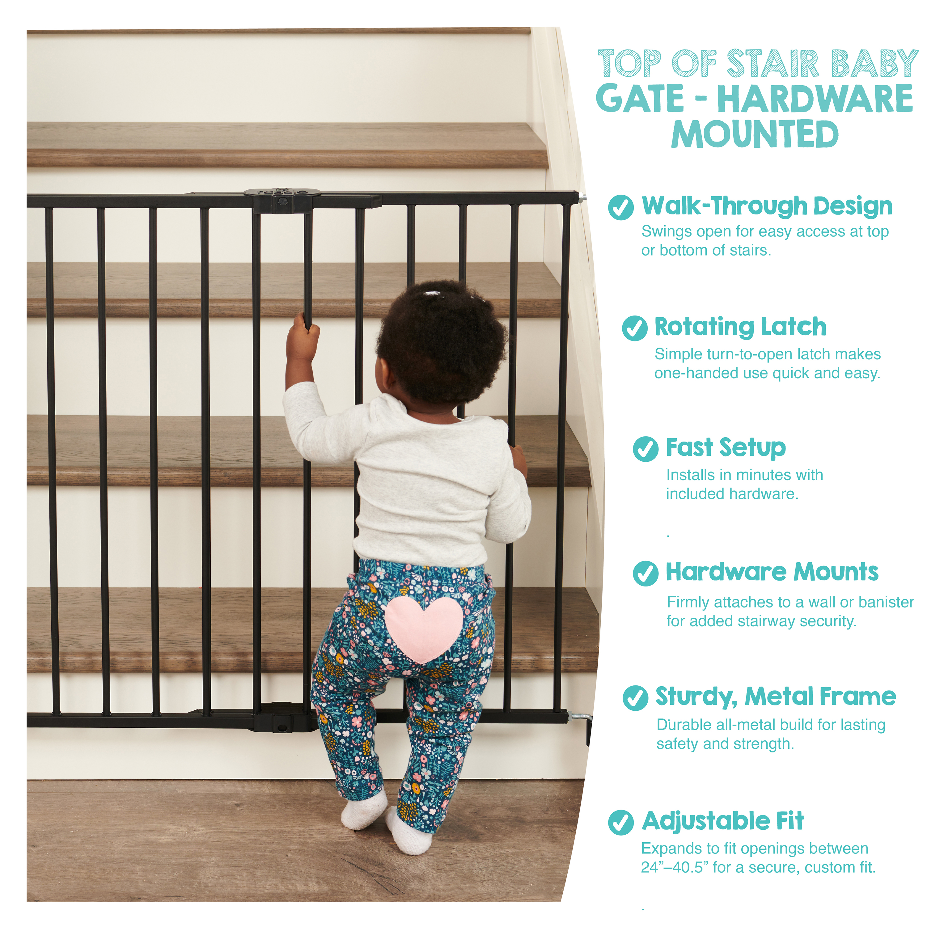 Regalo Extra Wide 2-in-1 Metal Safety Gate, Black photo 4