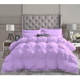 thumbnail image 2 of D.N.G. BEDDINGS Luxurious 3 Piece Pom Pom Pinch Pleated Comforter Set, 800 Thread Count, 100% Egyptian Cotton, White Vintage Pom-Pom Fringe (Super King Size Solid Lilac Color), 2 of 5