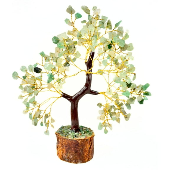 Jet Green Aventurine Gemstone Tree for Positive Energy - Feng Shui Decor, Fake Bonsai, Crystals and Healing Stones, Money Tree, Room Decor 7 Chakra, Stone