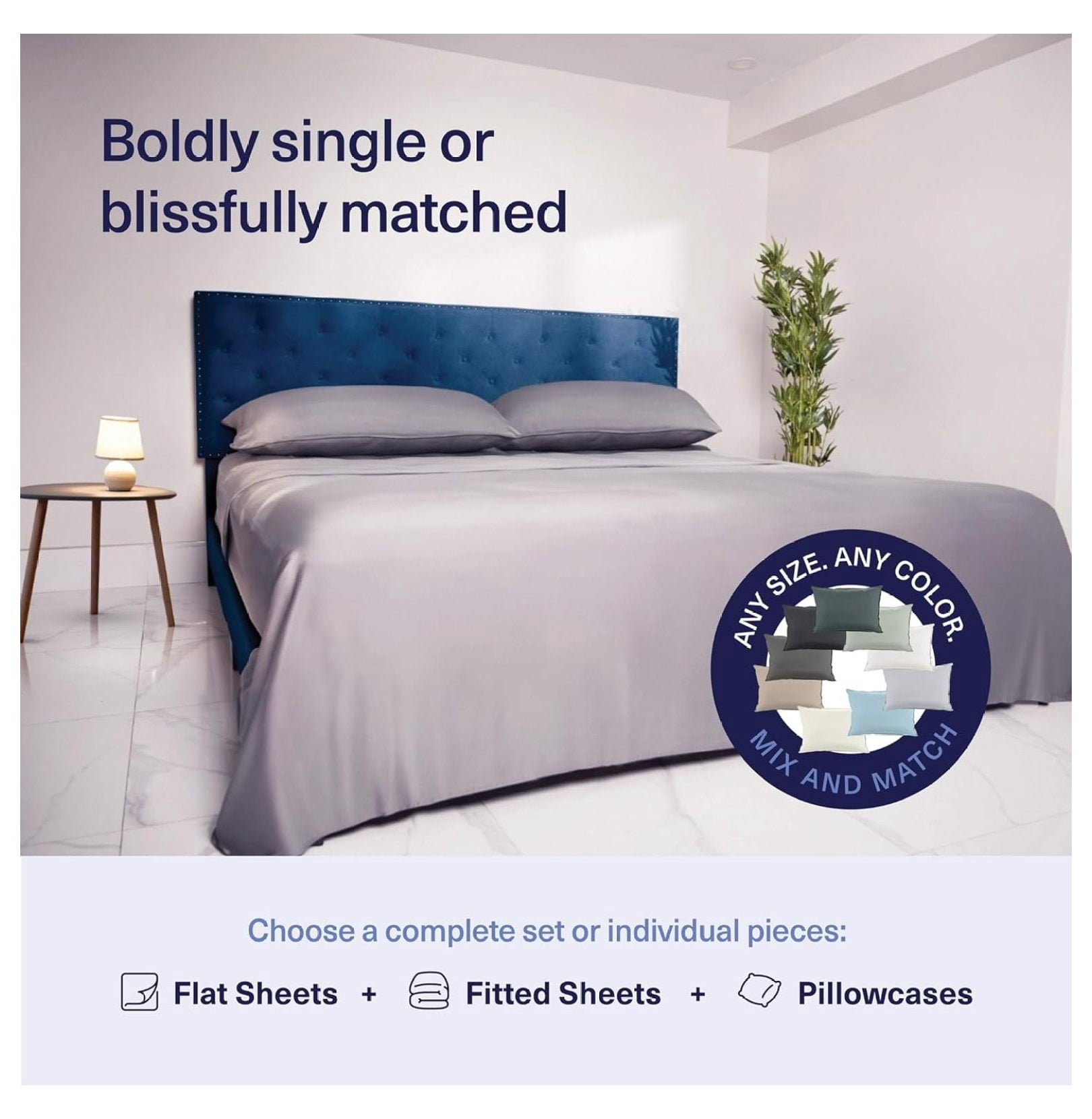 100% Bamboo Viscose Flat Sheet Extra Wide Flat Sheet | Flat Sheet ( - Coastal Blue)