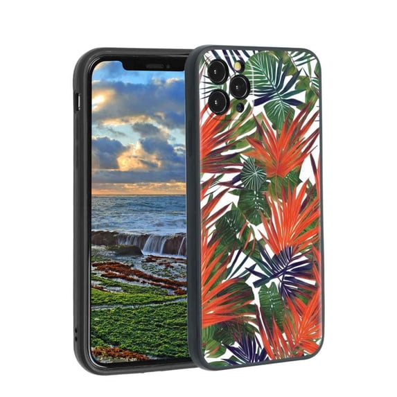 Tropical-Leaves-330 Phone Case, Degined for iPhone 11 Pro Max Case Men Women, Flexible Silicone Shockproof Case for iPhone 11 Pro Max