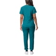 thumbnail image 5 of Minjewel Women's V-Neck Short Sleeve Scrub Set with Tie-Up Top & Waist Cinching, Flattering Scrubs for Women Nurses & Caregivers,Blue S, 5 of 6
