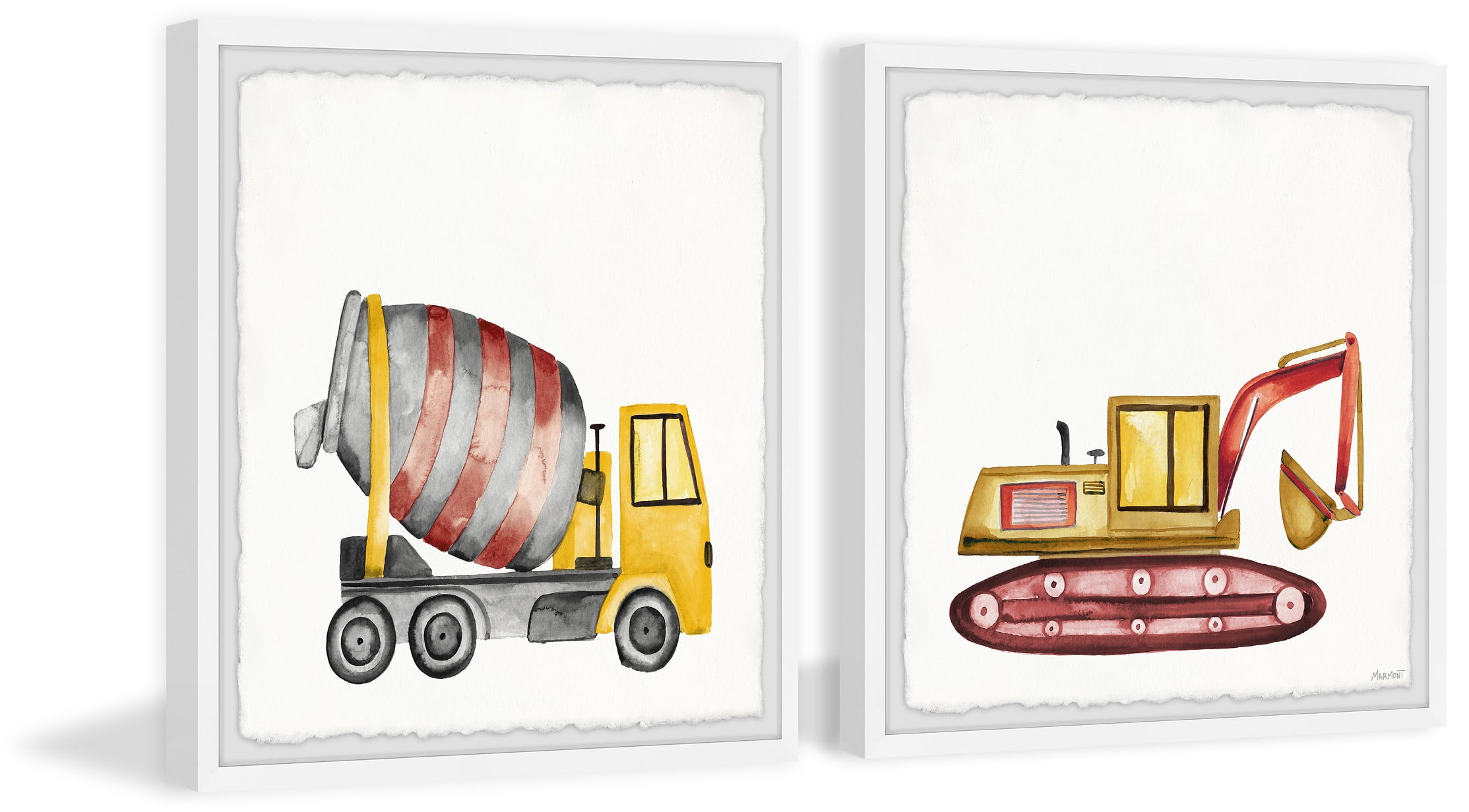 Marmont Hill Mixer Truck and Excavator Diptych