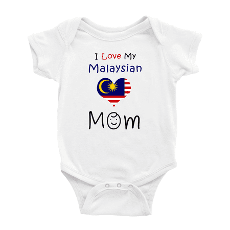 

I Love My Malaysian Mom Cute Baby Romper Bodysuit For Boy Girl (White 0-3 Months)