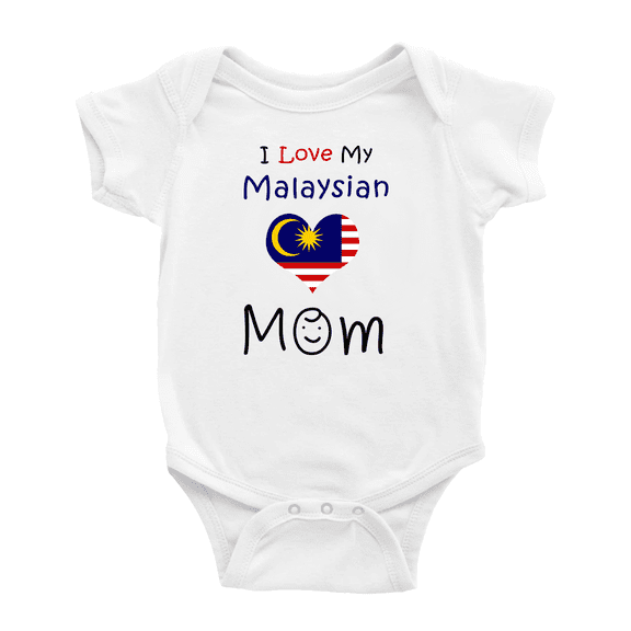 I Love My Malaysian Mom Cute Baby Romper Bodysuit For Boy Girl (White, 3-6 Months)