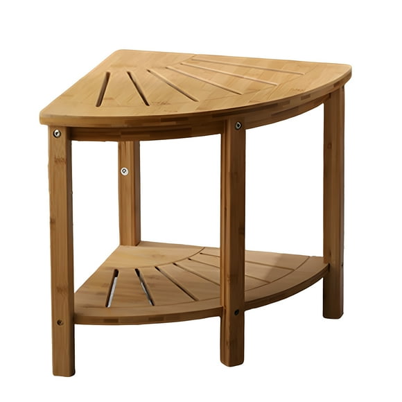 Mistaha Bamboo Corner Shower Bench with Storage Shelf - Natural Bamboo Bathroom Stool for Elderly and Pregnant - Anti-Slip Spa Stool with Space Saving Design