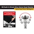 thumbnail image 3 of Titan 12168 3/8-Inch Drive x 10-Inch 90-Tooth Swivel Head Ratchet, 3 of 6