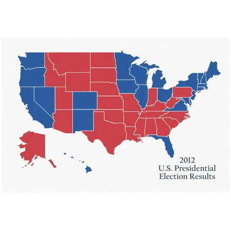 2012 US Presidential Electoral College Map Poster -