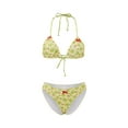 thumbnail image 3 of Y2k Sexy Bikini Sets For Women 2 Piece Swimsuits Bathing Suit Lemon Peach Plaid Print Bow Halter Neck Bra Top With Low Rise Thong, 3 of 7