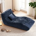 thumbnail image 5 of NBLDGT Chaise Lounge Indoor Furniture, Velvet Ergonomic Foam Lounge Chair with Pillow,Living Room Bedroom Sleeper Couch Sofa, No Assembly,Stretching & Relaxation,Blue, 5 of 10