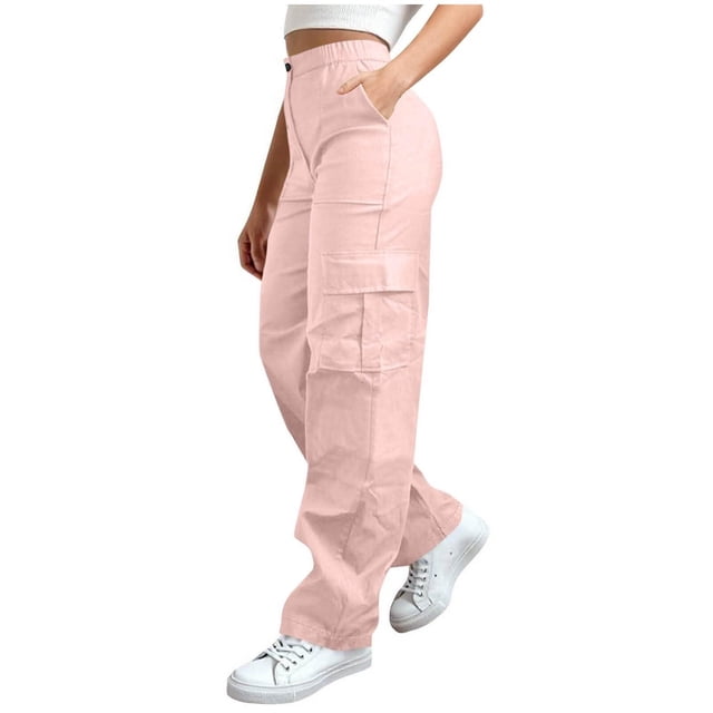 Pantalones Cargo Mujer Pierna Ancha Elástico Talle Alto Ligero Pantalones De Senderismo Casual Holgado Moda Ropa De Calle Y2k Trajes