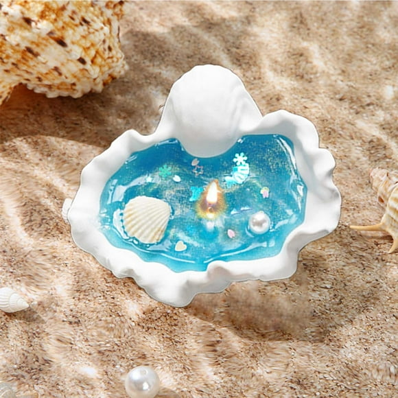 Bougie d'Aromathérapie en Gel de Cire de Soya à Thème Conque 3,85 Po Infusée d'Huile Essentielle Ambiance Aérée du Rivage Déco Cadeaux de Fête pour Maison Bureau Yoga Soulagement du Stress Cadeau d'Anniversaire Pendaison de Crémaillère Décoration