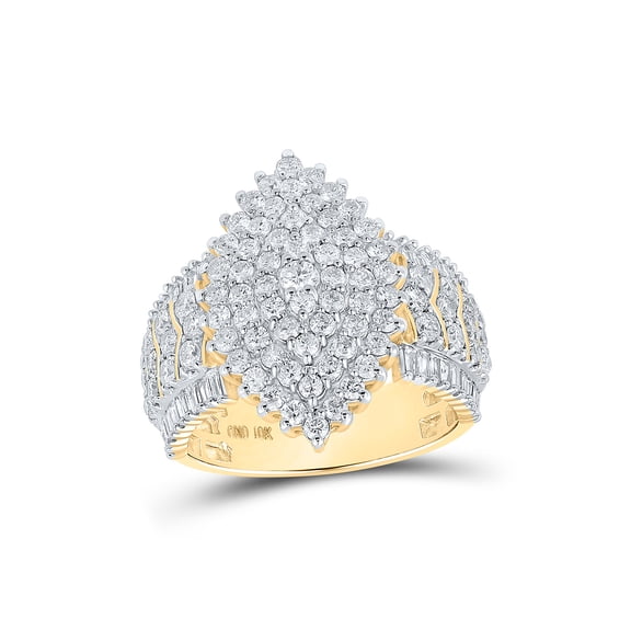 10kt Yellow Gold Womens Round Diamond Oval Cluster Ring 2 Cttw
