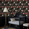 thumbnail image 4 of Peel and Stick Wallpaper Floral Butterfly Vibrant Pink Red White Flowers Dark Wall Mural 17.7in x 9.8ft Self Adhesive Removable Wall Paper Renter Friendly Wallpaper for Nursery Bedroom Cabinets, 4 of 8