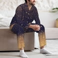 thumbnail image 7 of Naloa Gold Black Glitter Men’s Pajamas Set - Long Sleeve Button Down Sleep Shirt and Pajama Bottoms Sleepwear Set-X-Large, 7 of 7