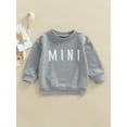 thumbnail image 2 of Qmyliery Kids Pullover, Letter Print Crew Neck Long Sleeve Casual Tops Autumn Outfit, Gray, 6 Months-5 Years, 2 of 8