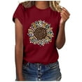 thumbnail image 2 of Pntutb Mujeres Casual Carta Impresión Mangas Cortas O-Cuello Camiseta Suelta Blusa tops Pntutb Pntutb-3404, 2 of 6