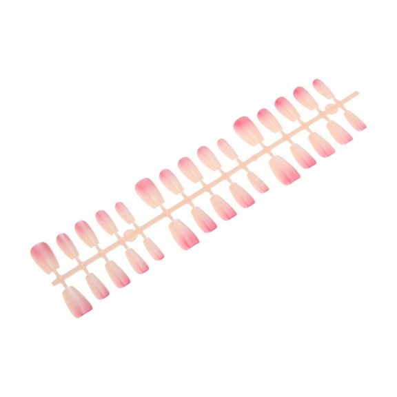 Unique Bargains 1 Pc Gradient Short Coffin Fake Nails Rose Red
