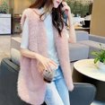 thumbnail image 4 of ABATAB Women's Cardigans Vests Warm Winter Plush Duster Coats Sleeveless Thermal Waistcoats Fuzzy Fleece Long Gilet Jackets(Large,Pink), 4 of 7