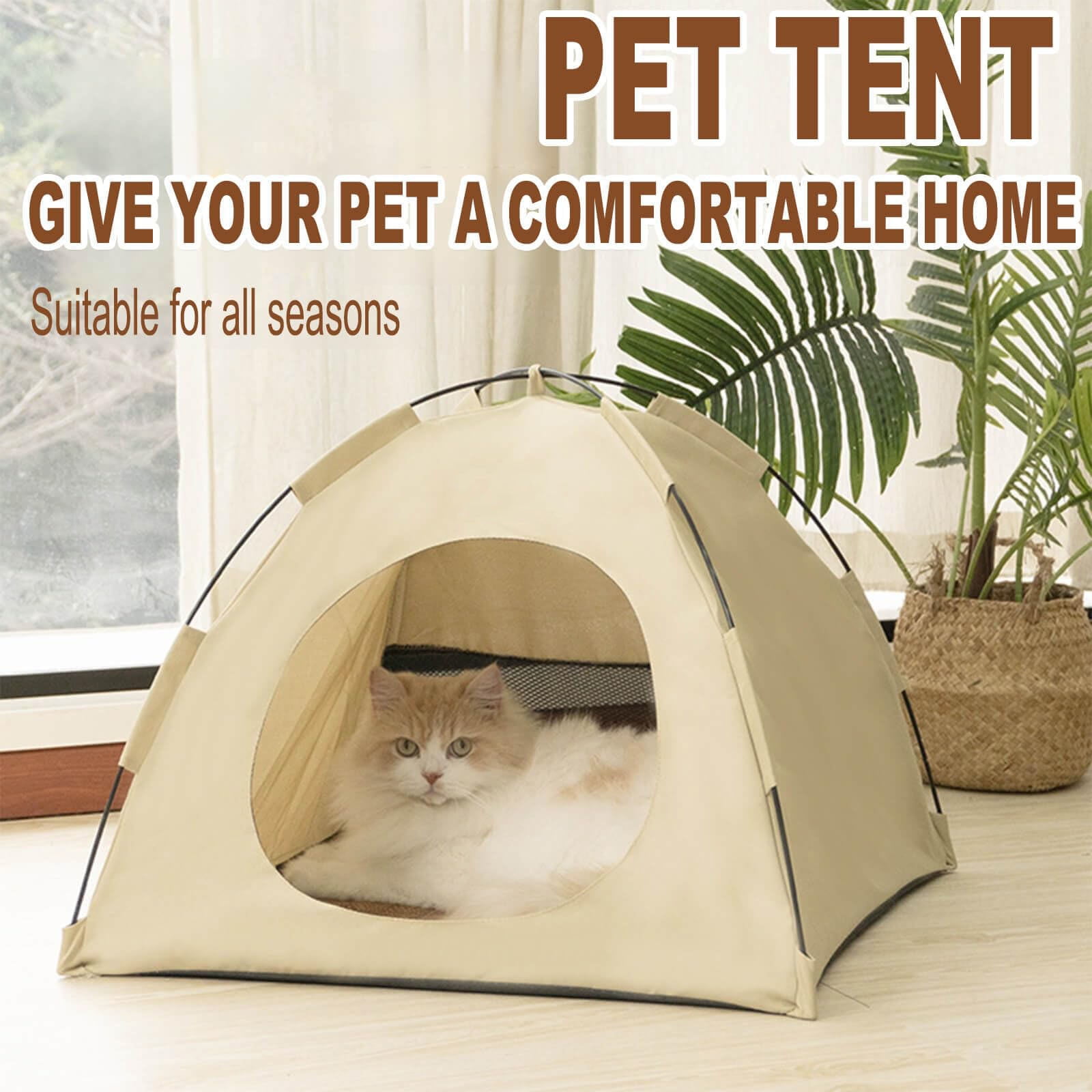 Portable Foldable Pet Tent with Pad Breathable Removable Washable Cat Dog Bed for Indoor Comfort