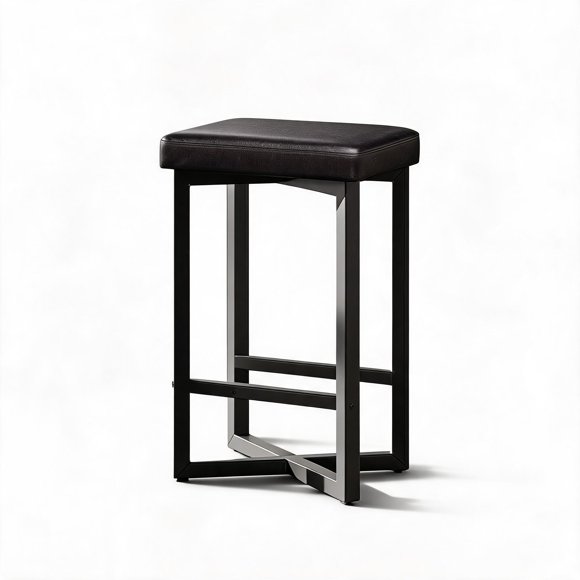 24-Inch Upholstered Backless Bar Stools , Perfectly blending modern minimalism with rustic industrial charm.