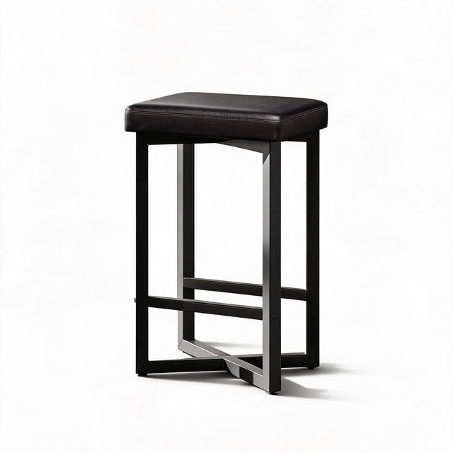 24-Inch Upholstered Backless Bar Stools , Perfectly blending modern minimalism with rustic industrial charm.
