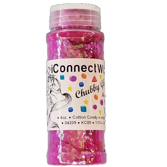 iConnectWith Glitter - Cotton Candy Hot Pink, Chubby Iridescent Glitter