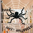 thumbnail image 5 of PULLIMORE Halloween 5 ft Giant Hairy Spider with 9.84 ft Round Plush Web Red Eyes Scary Spiders Props Set for Outdoor Yard Party Decoration, 5 of 9