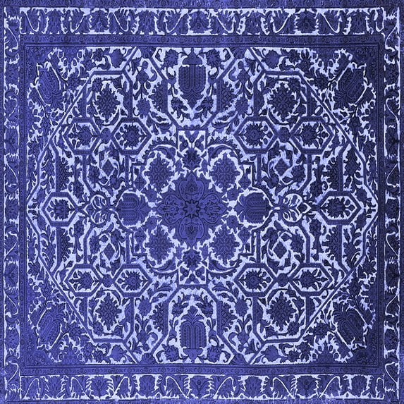 Ahgly Company Machine Washable Indoor Square Oriental Blue Industrial Area Rugs, 5' Square