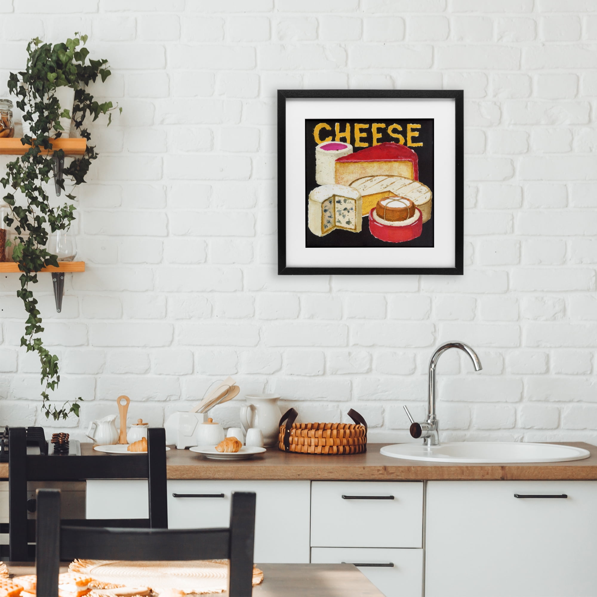 Stupell Industries Assorted Cheese Wheels Black Framed Print Under Glass, design by Nancy Overton