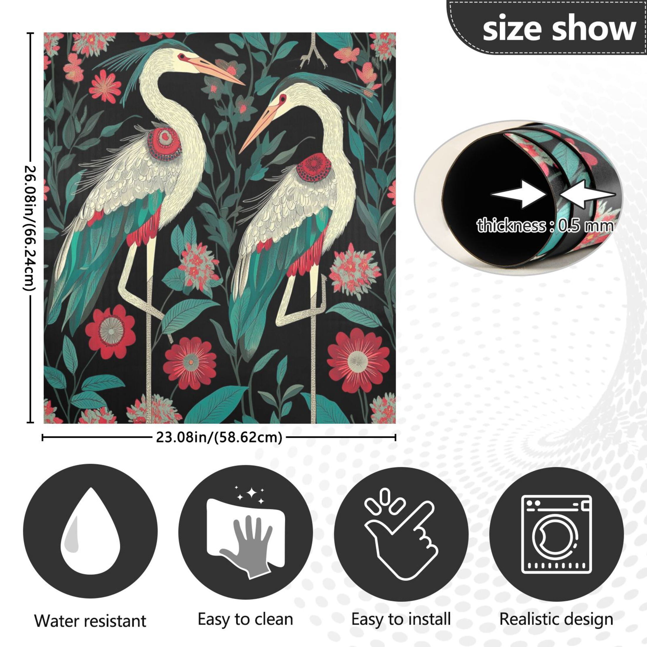 Dishwasher Magnetic Sticker 23x26 Inch Refrigerator Magnetic Sticker Washing Machine Magnetic Sticker Kitchen Panel Magnetic Sticker Home Decor Two Cranes