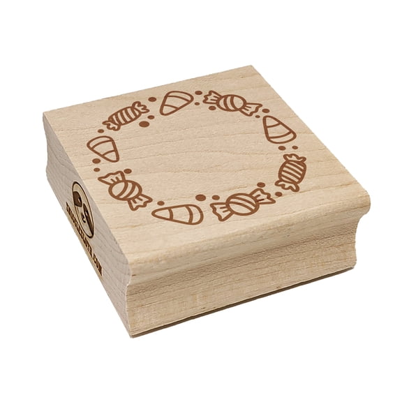 Halloween Candy Round Border Square Rubber Stamp Stamping Scrapbooking Crafting - Small 1.25in