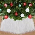 thumbnail image 1 of White Fur Christmas Tree Collar: 25.6 Inch Small Xmas Tree Base Ring - Winter Party Holiday Indoor Xmas Tree Decorations, 1 of 7