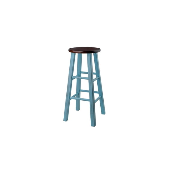 African Adventure 29" Bar Stool Rustic Light Blue w/ Walnut Seat