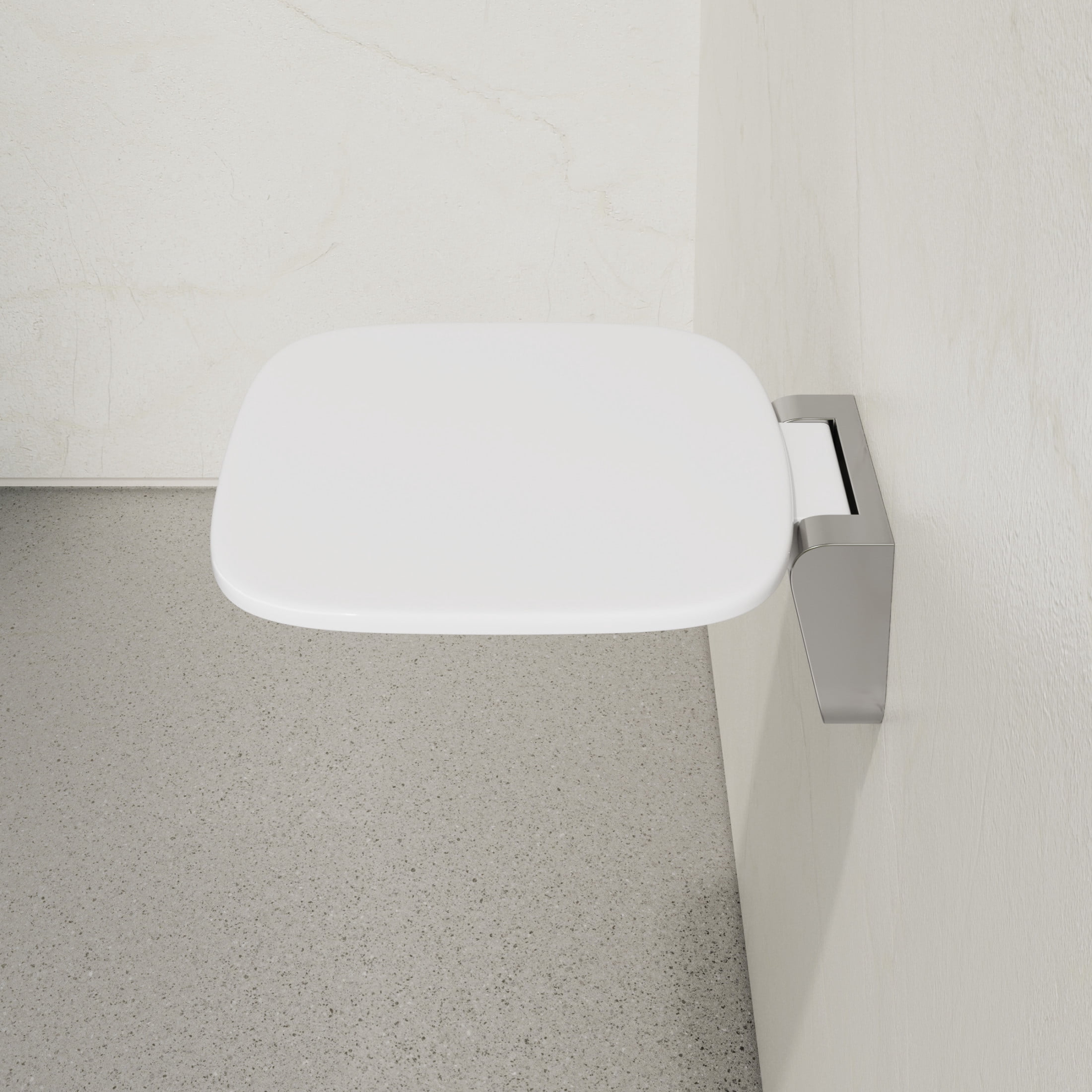 Auvergne 14" x 11" Folding Wall-Mounted Shower Seat in Glossy White