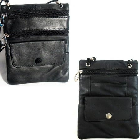 Id Leather Pouch - Leather Travel Neck Pouch Holder Passport Id Wallet Black Security Bag Pocket !!