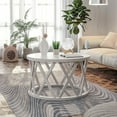 thumbnail image 6 of COZAYH Rustic Farmhouse Round Coffee Table with X-Motifs Legs & Wood Texture Top, Set of 2, 6 of 10