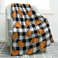 thumbnail image 6 of Weighted Blankets,Pumpkin Plaid Plush Blanket Lightweight And Soft Bedding Flannel Blanket, 6 of 9