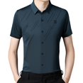 thumbnail image 2 of Camisa de manga corta para hombres Streetwear Cool Pullover Ligero Verano Elegante para hombre Camisa de vestir de manga corta Casual Solapa Tops para Yinane camisa de rayas, 2 of 8